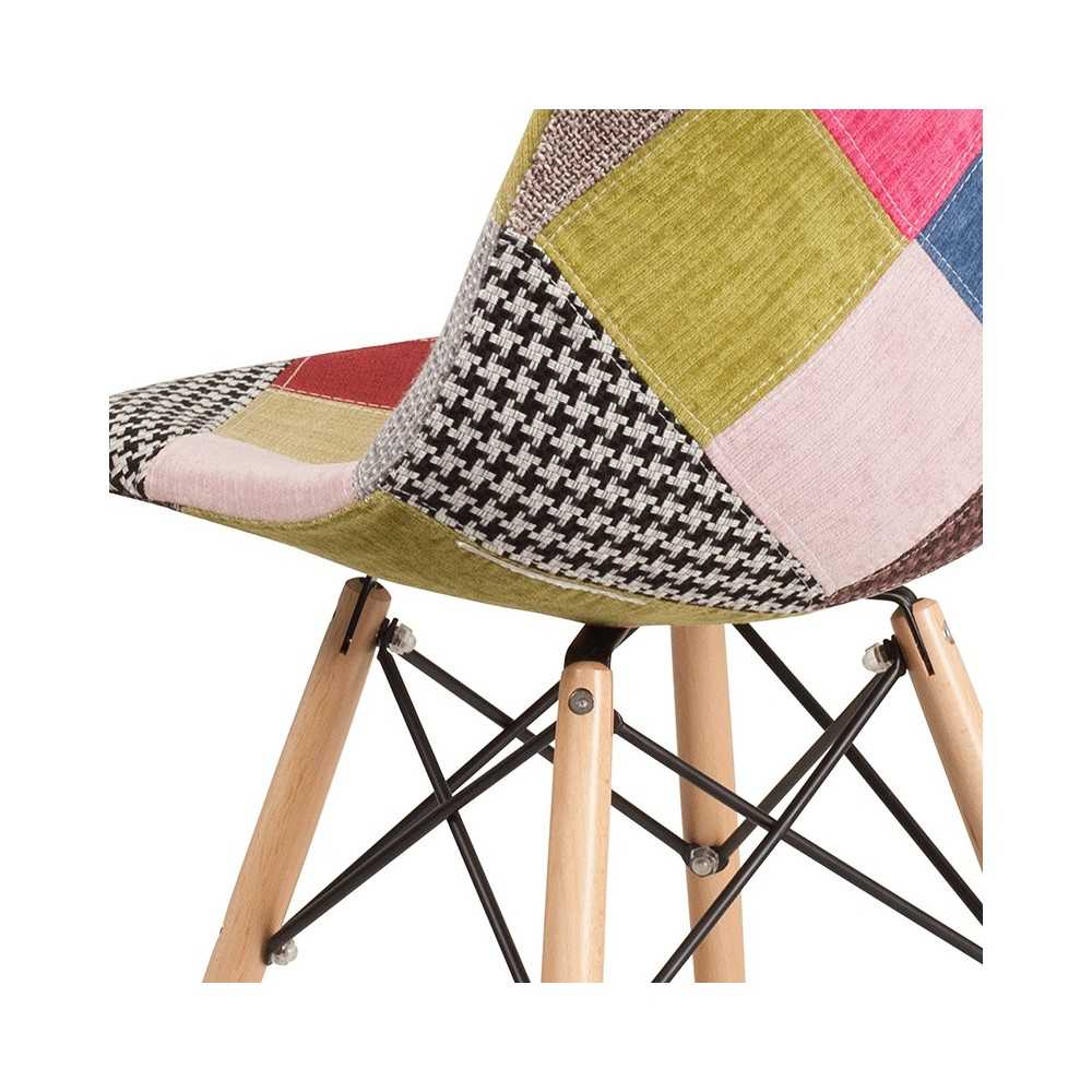 Elon Series Milan Patchwork Fabric Chair with Wooden Legs