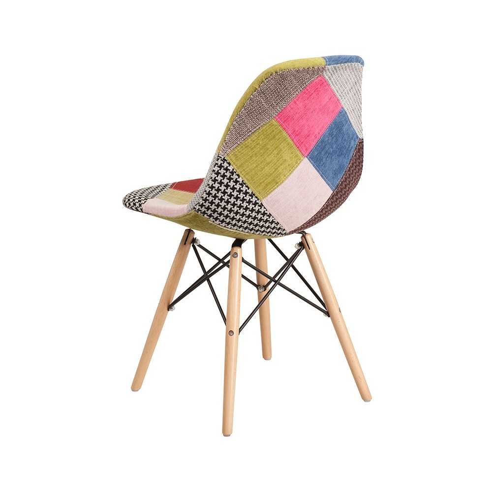 Elon Series Milan Patchwork Fabric Chair with Wooden Legs