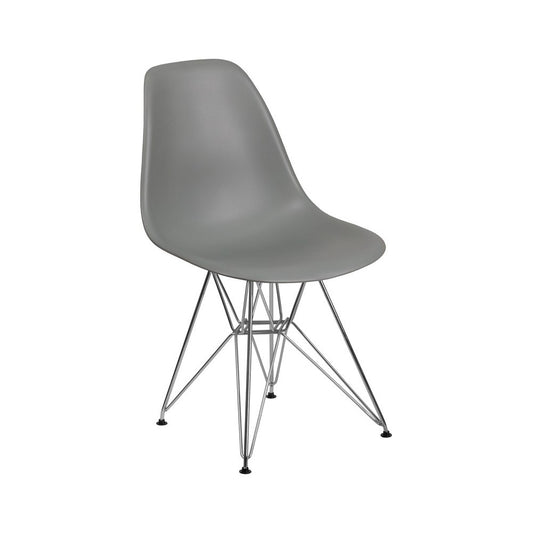 Elon Series Moss Gray Plastic Chair with Chrome Base