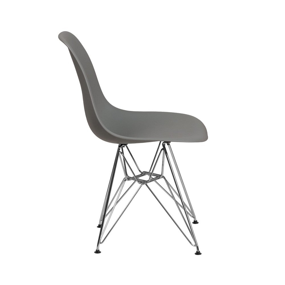 Elon Series Moss Gray Plastic Chair with Chrome Base