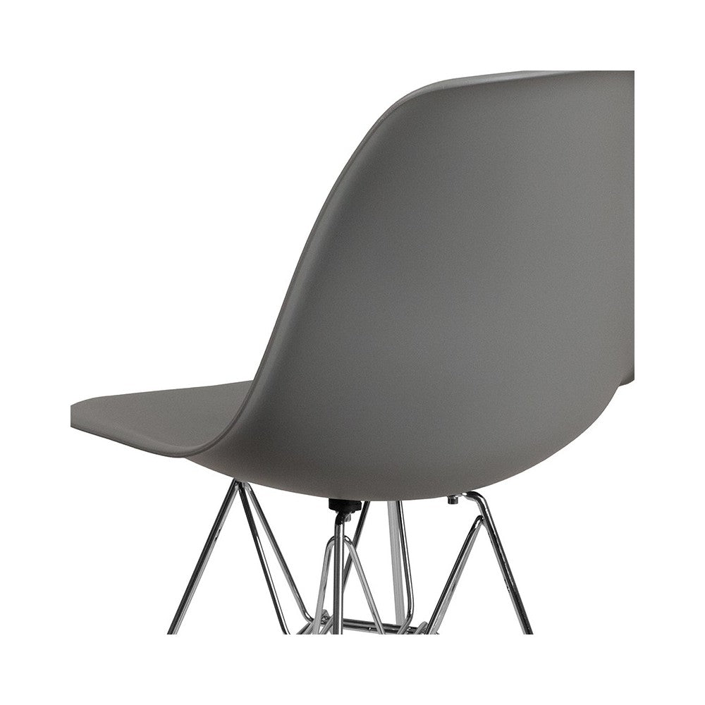 Elon Series Moss Gray Plastic Chair with Chrome Base