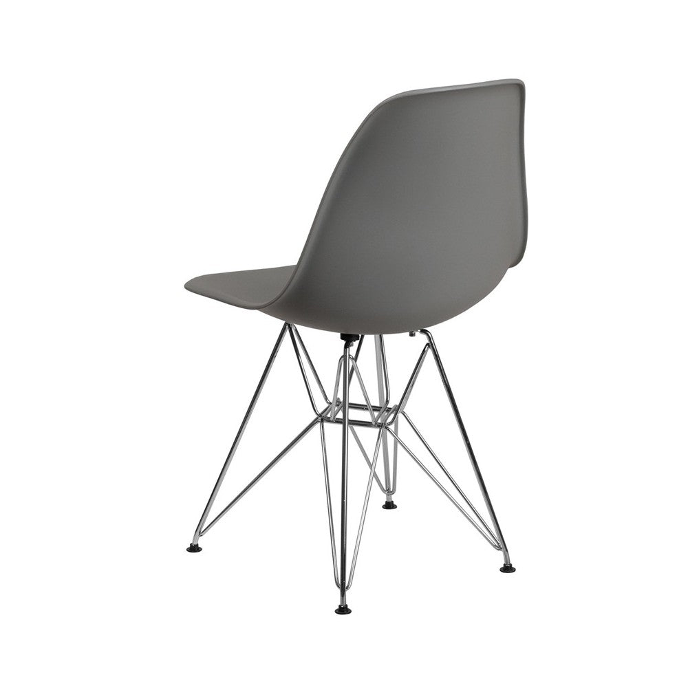 Elon Series Moss Gray Plastic Chair with Chrome Base
