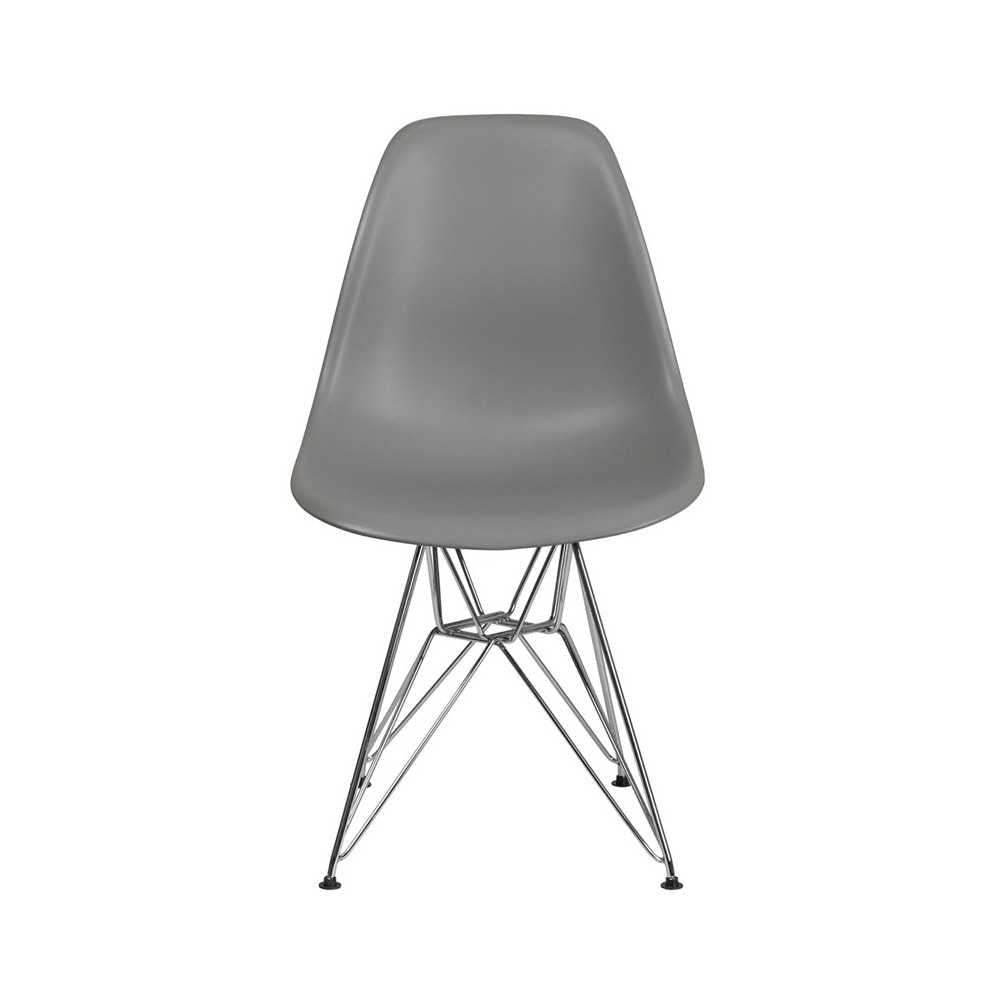 Elon Series Moss Gray Plastic Chair with Chrome Base