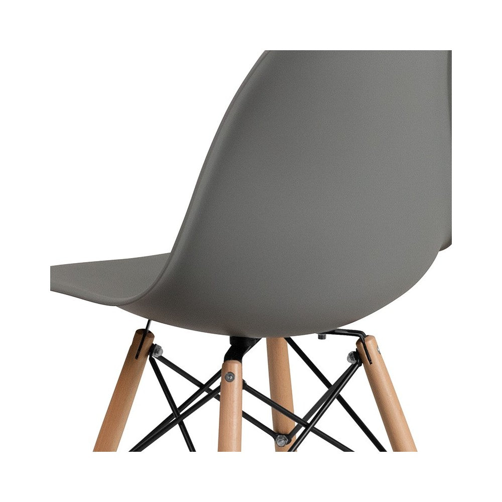 Elon Series Moss Gray Plastic Chair with Wooden Legs