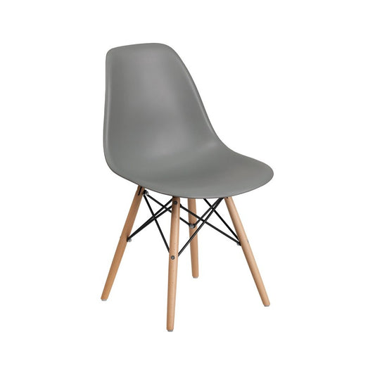 Elon Series Moss Gray Plastic Chair with Wooden Legs