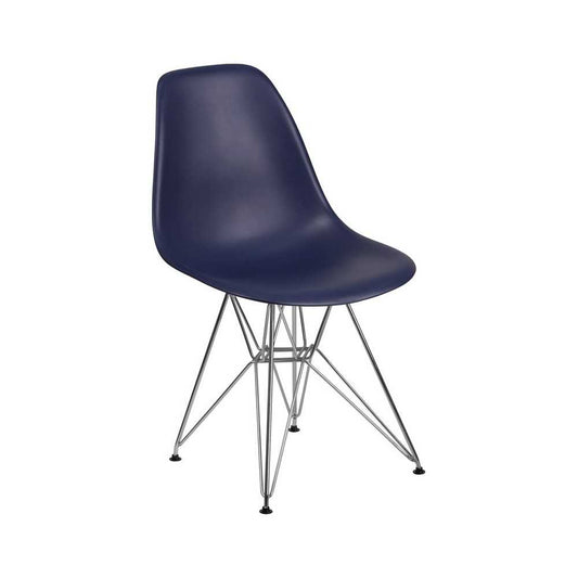 Elon Series Navy Plastic Chair with Chrome Base