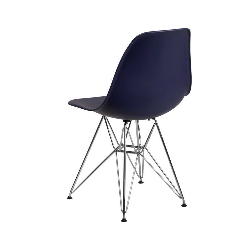 Elon Series Navy Plastic Chair with Chrome Base