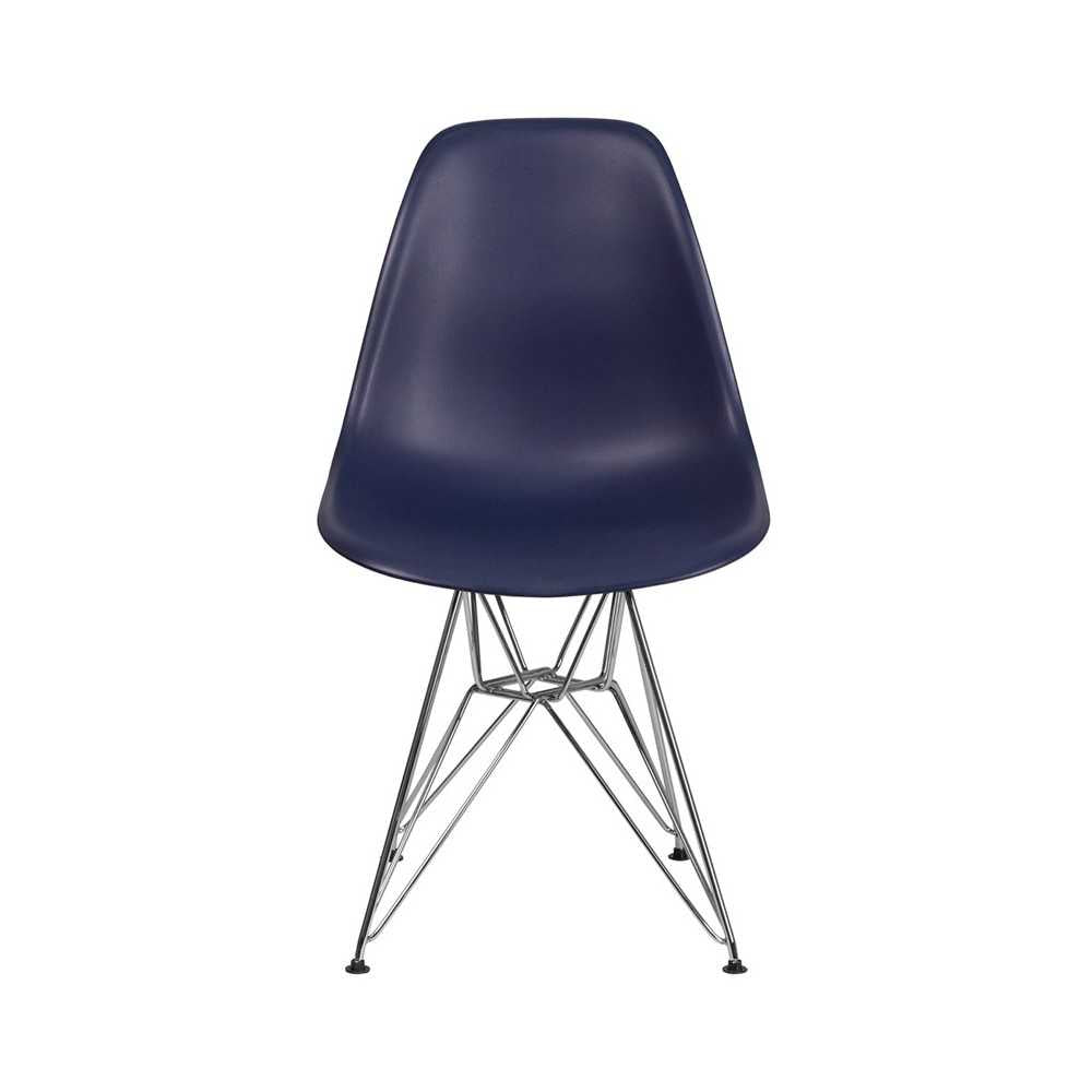 Elon Series Navy Plastic Chair with Chrome Base