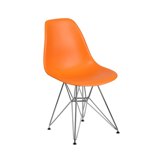 Elon Series Orange Plastic Chair with Chrome Base