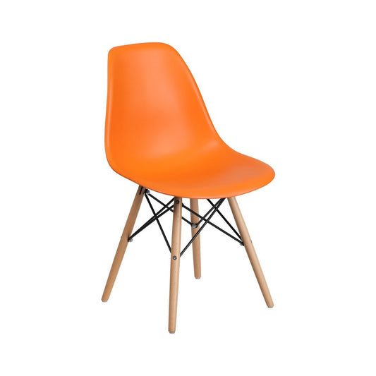 Elon Series Orange Plastic Chair with Wooden Legs