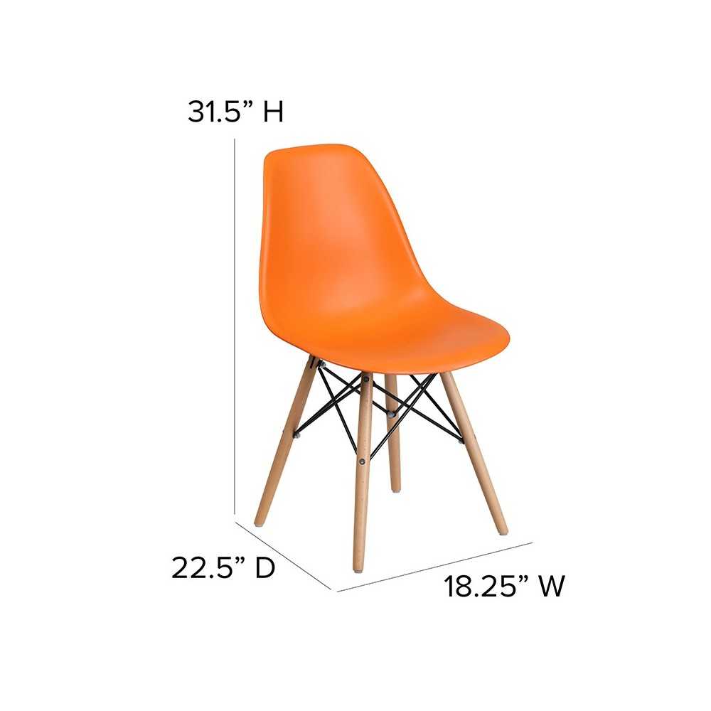 Elon Series Orange Plastic Chair with Wooden Legs