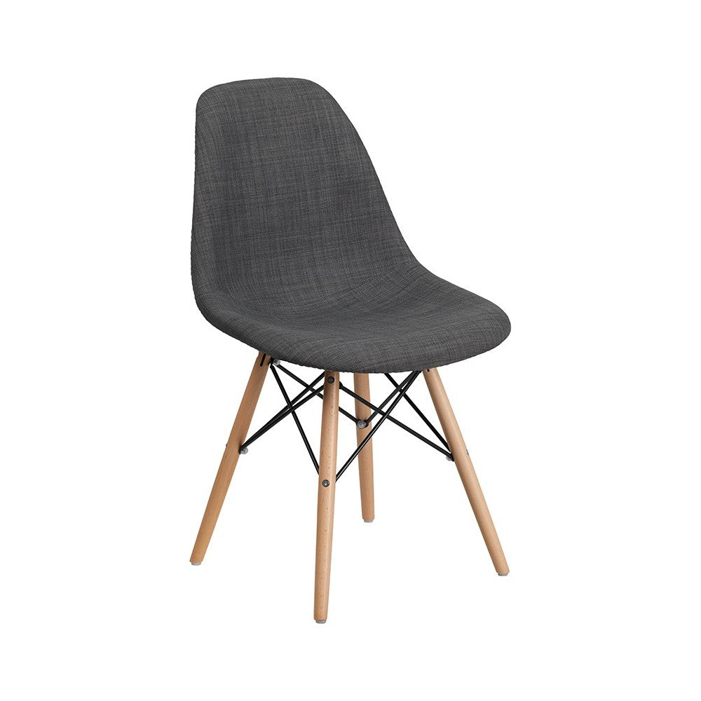Elon Series Siena Gray Fabric Chair with Wooden Legs