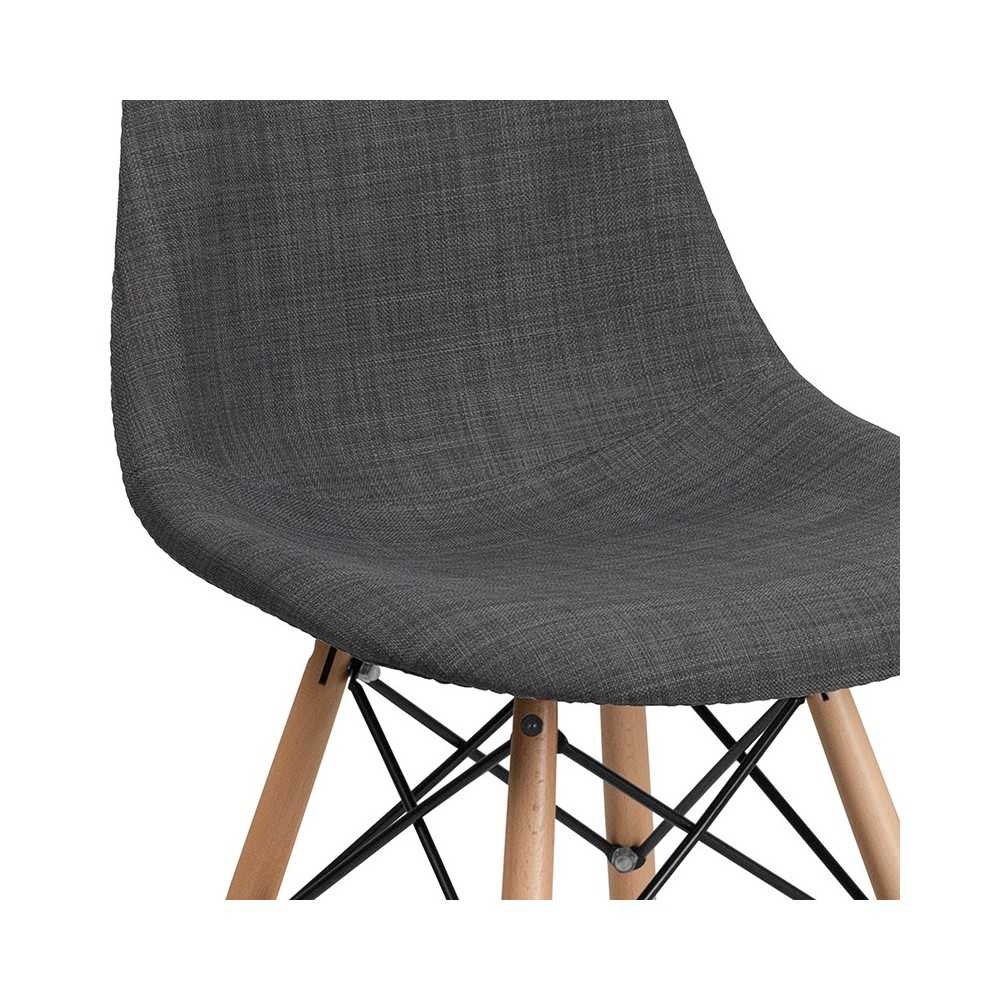 Elon Series Siena Gray Fabric Chair with Wooden Legs