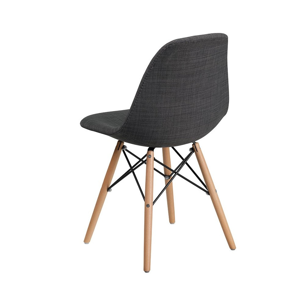 Elon Series Siena Gray Fabric Chair with Wooden Legs
