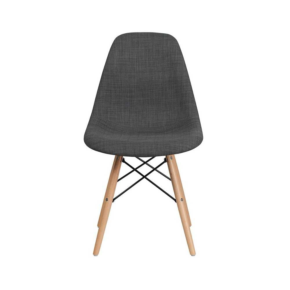 Elon Series Siena Gray Fabric Chair with Wooden Legs