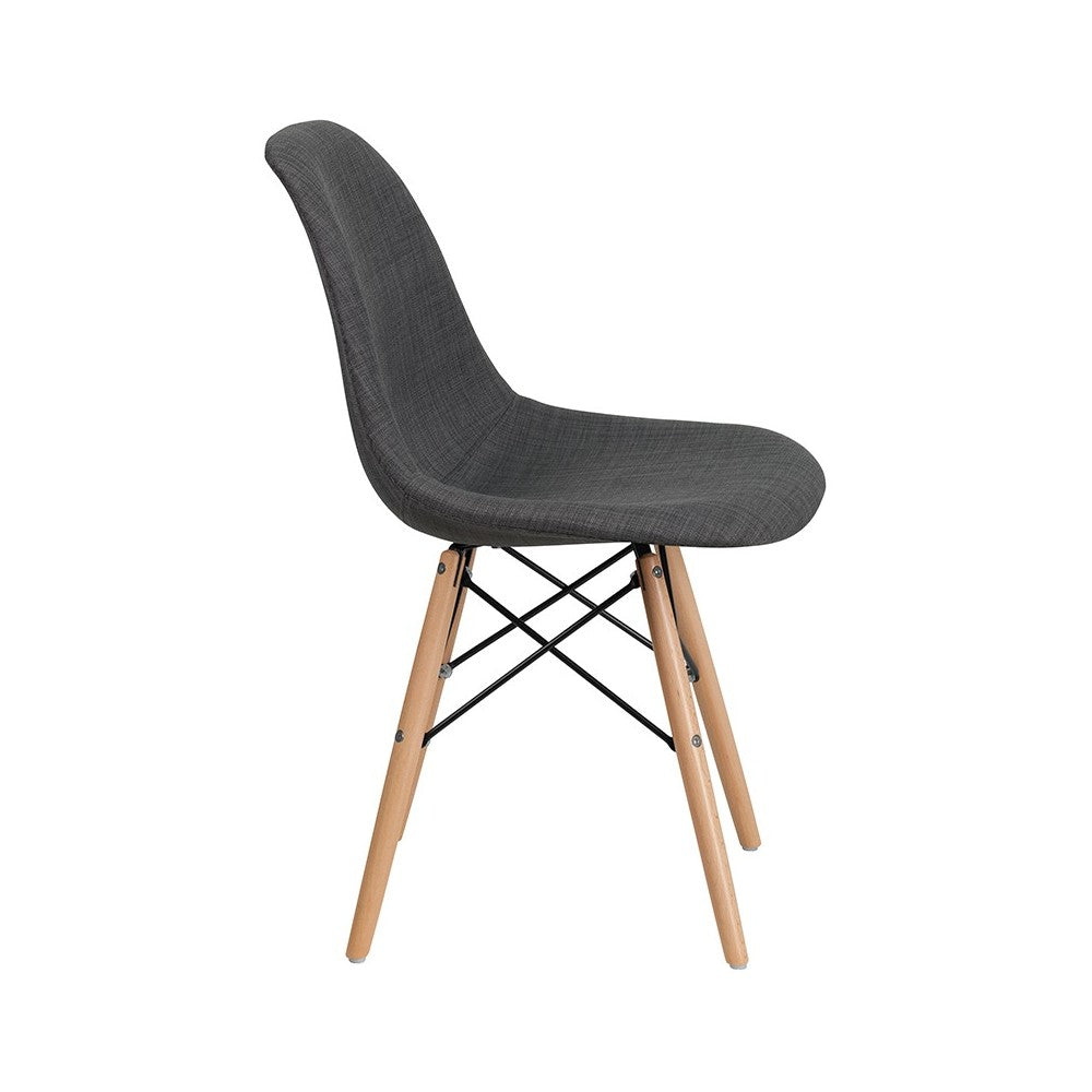 Elon Series Siena Gray Fabric Chair with Wooden Legs