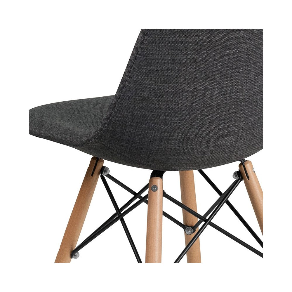 Elon Series Siena Gray Fabric Chair with Wooden Legs