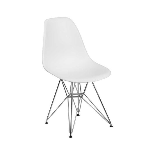 Elon Series White Plastic Chair with Chrome Base
