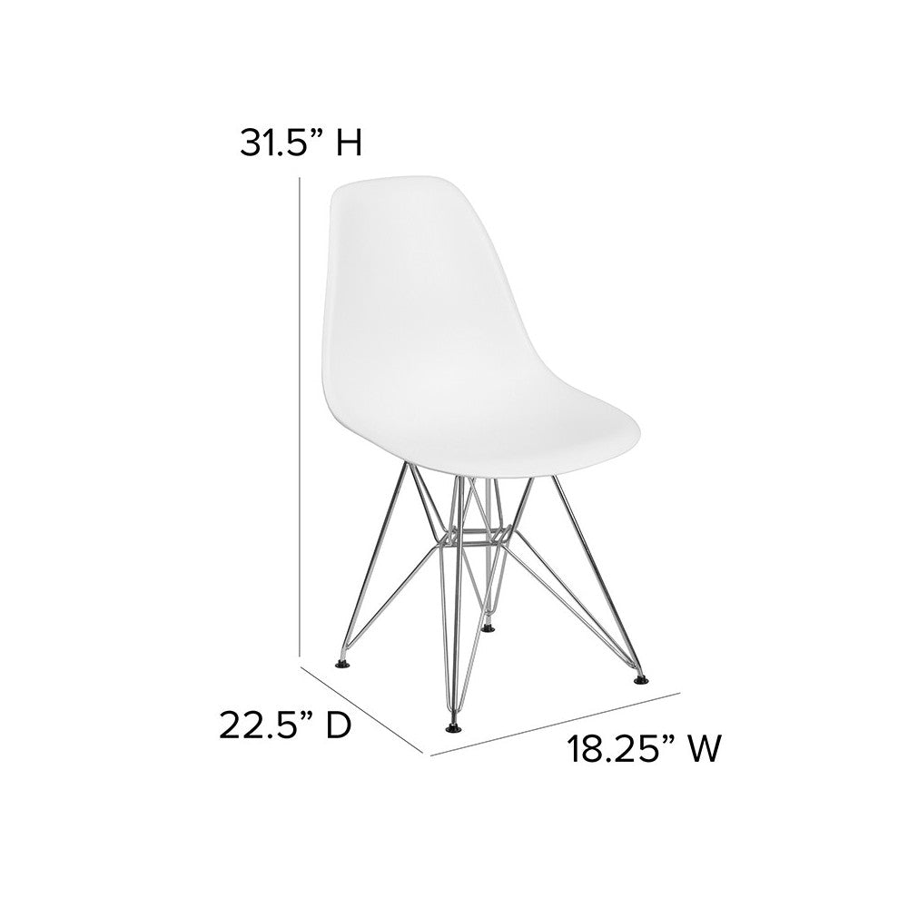 Elon Series White Plastic Chair with Chrome Base