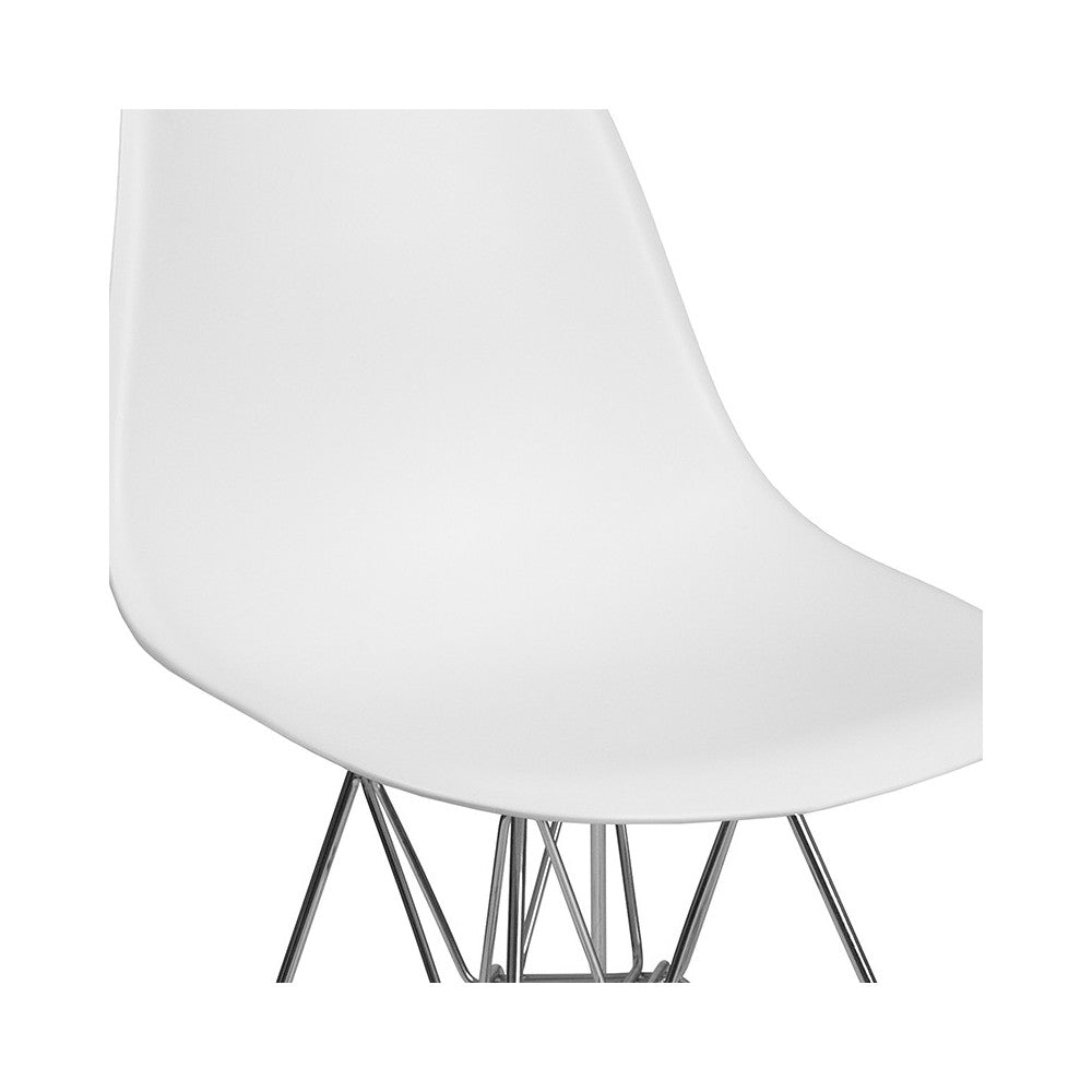 Elon Series White Plastic Chair with Chrome Base