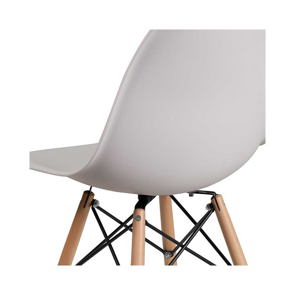 Elon Series White Plastic Chair with Wooden Legs