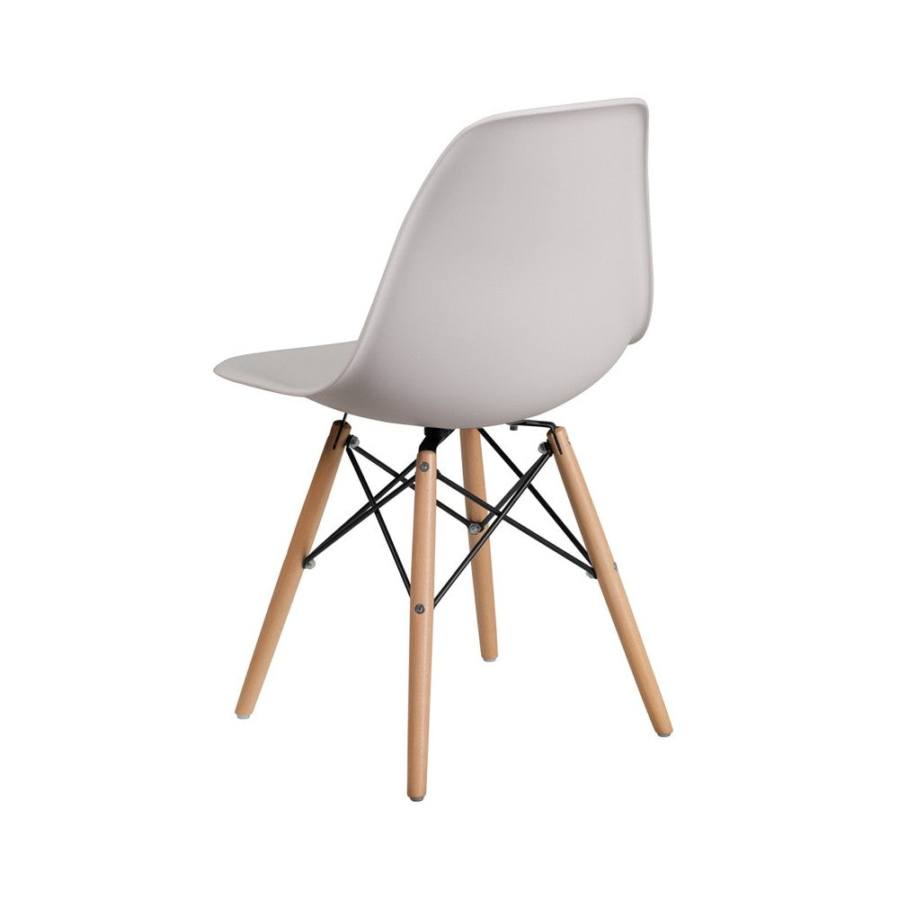Elon Series White Plastic Chair with Wooden Legs