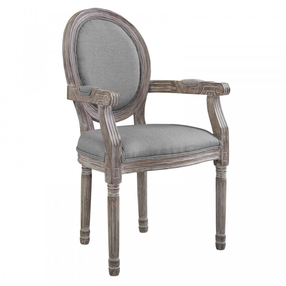 Emanate Dining Armchair Upholstered Fabric Set of 2, Light Gray