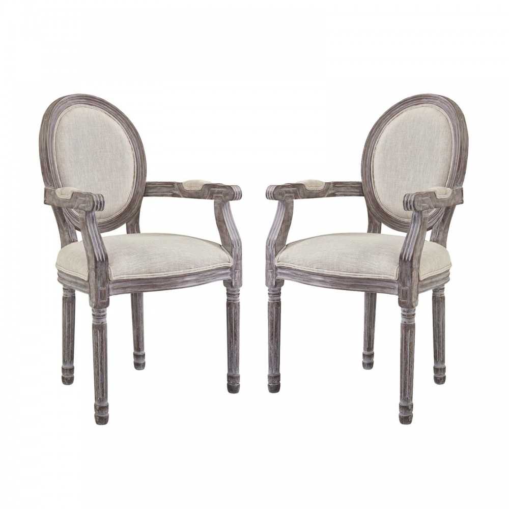 Emanate Dining Armchair Upholstered Fabric Set of 2, Beige