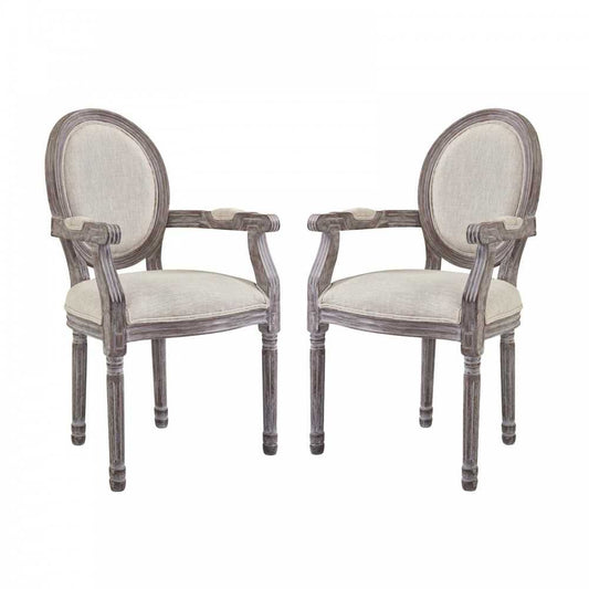 Emanate Dining Armchair Upholstered Fabric Set of 2, Beige