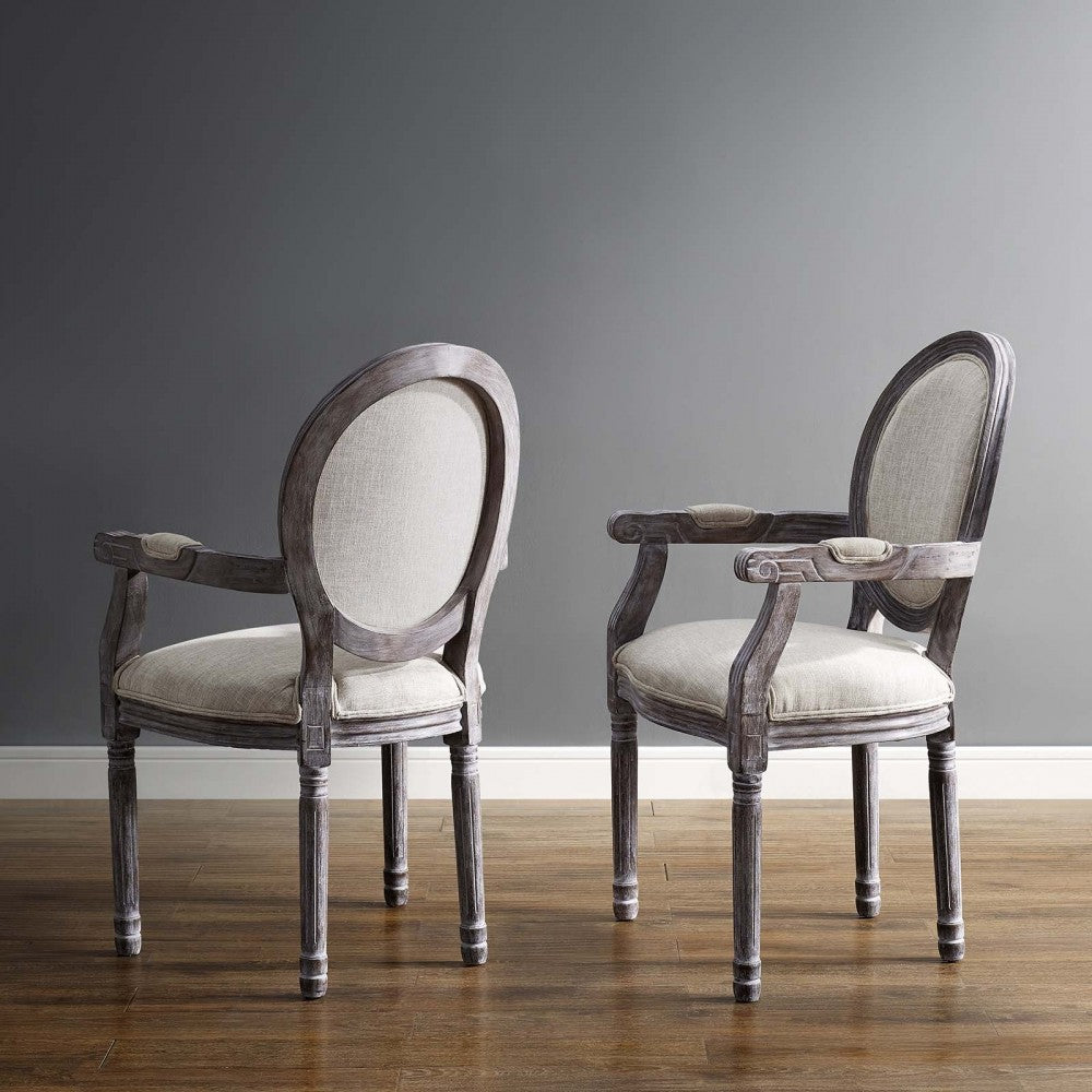 Emanate Dining Armchair Upholstered Fabric Set of 2, Beige