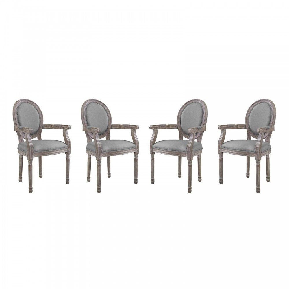 Emanate Dining Armchair Upholstered Fabric Set of 4, Light Gray