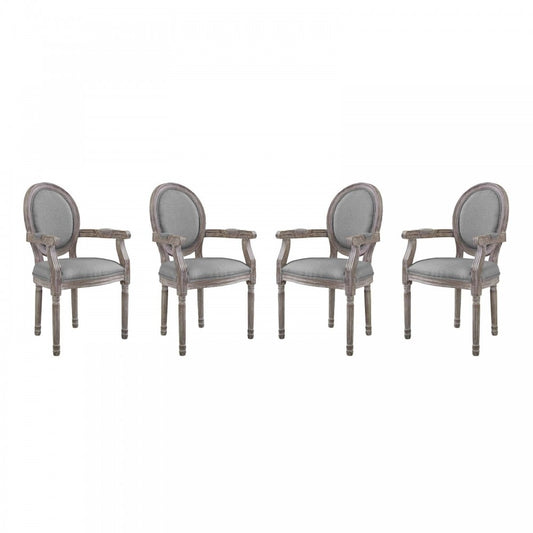 Emanate Dining Armchair Upholstered Fabric Set of 4, Light Gray