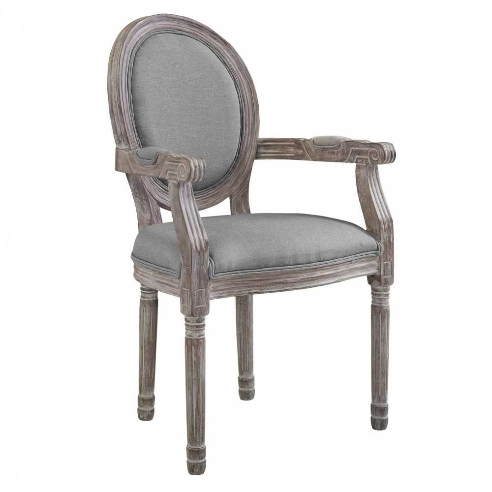 Emanate Dining Armchair Upholstered Fabric Set of 4, Light Gray