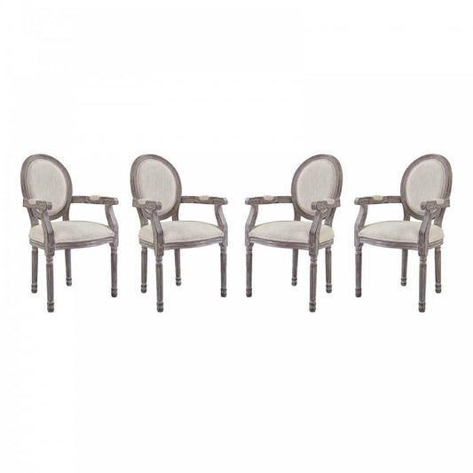 Emanate Dining Armchair Upholstered Fabric Set of 4, Beige