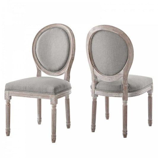 Emanate Dining Side Chair Upholstered Fabric Set of 2, Light Gray