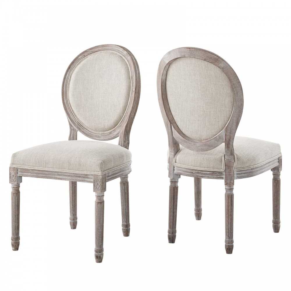 Emanate Dining Side Chair Upholstered Fabric Set of 2, Beige