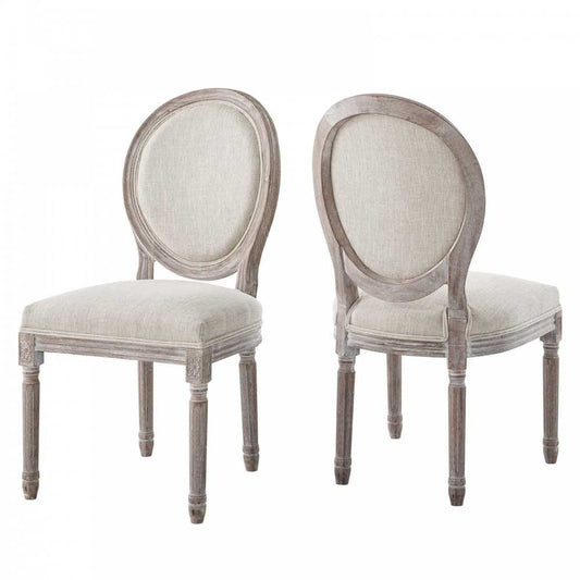 Emanate Dining Side Chair Upholstered Fabric Set of 2, Beige