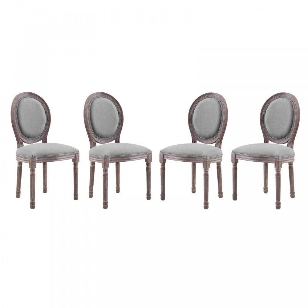 Emanate Dining Side Chair Upholstered Fabric Set of 4, Light Gray