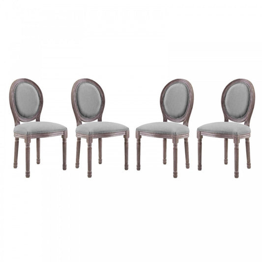 Emanate Dining Side Chair Upholstered Fabric Set of 4, Light Gray