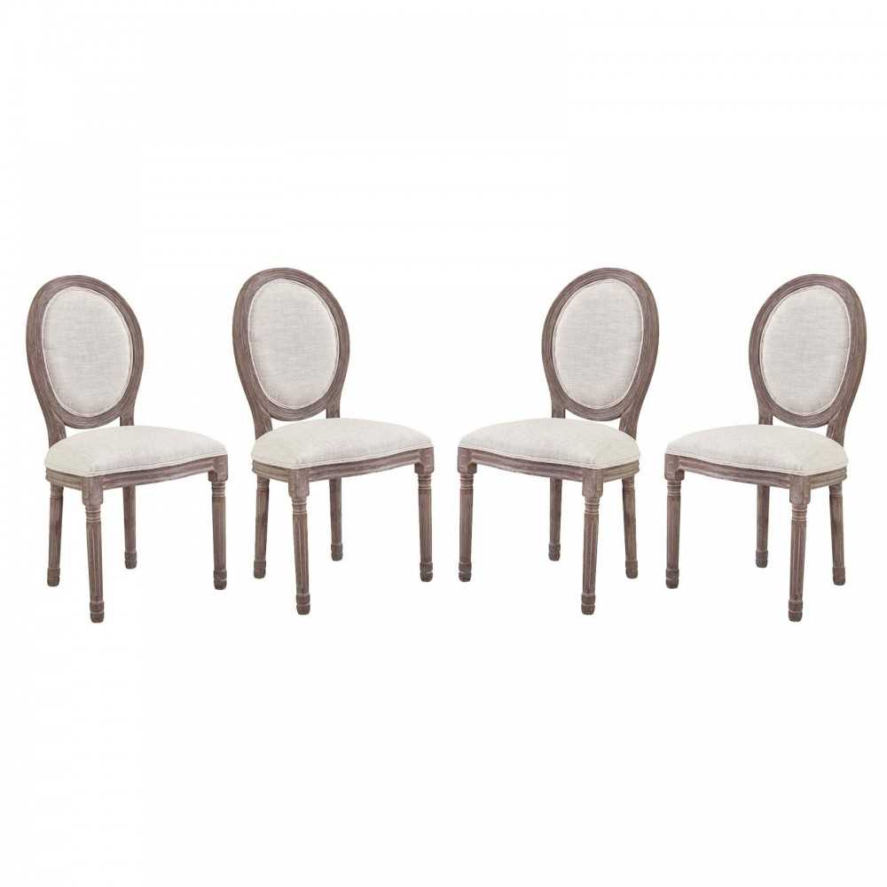 Emanate Dining Side Chair Upholstered Fabric Set of 4, Beige
