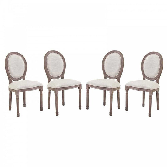 Emanate Dining Side Chair Upholstered Fabric Set of 4, Beige