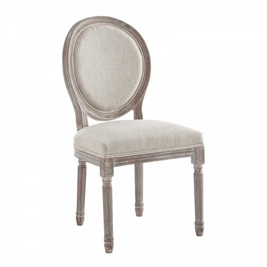 Emanate Vintage French Upholstered Fabric Dining Side Chair, Beige