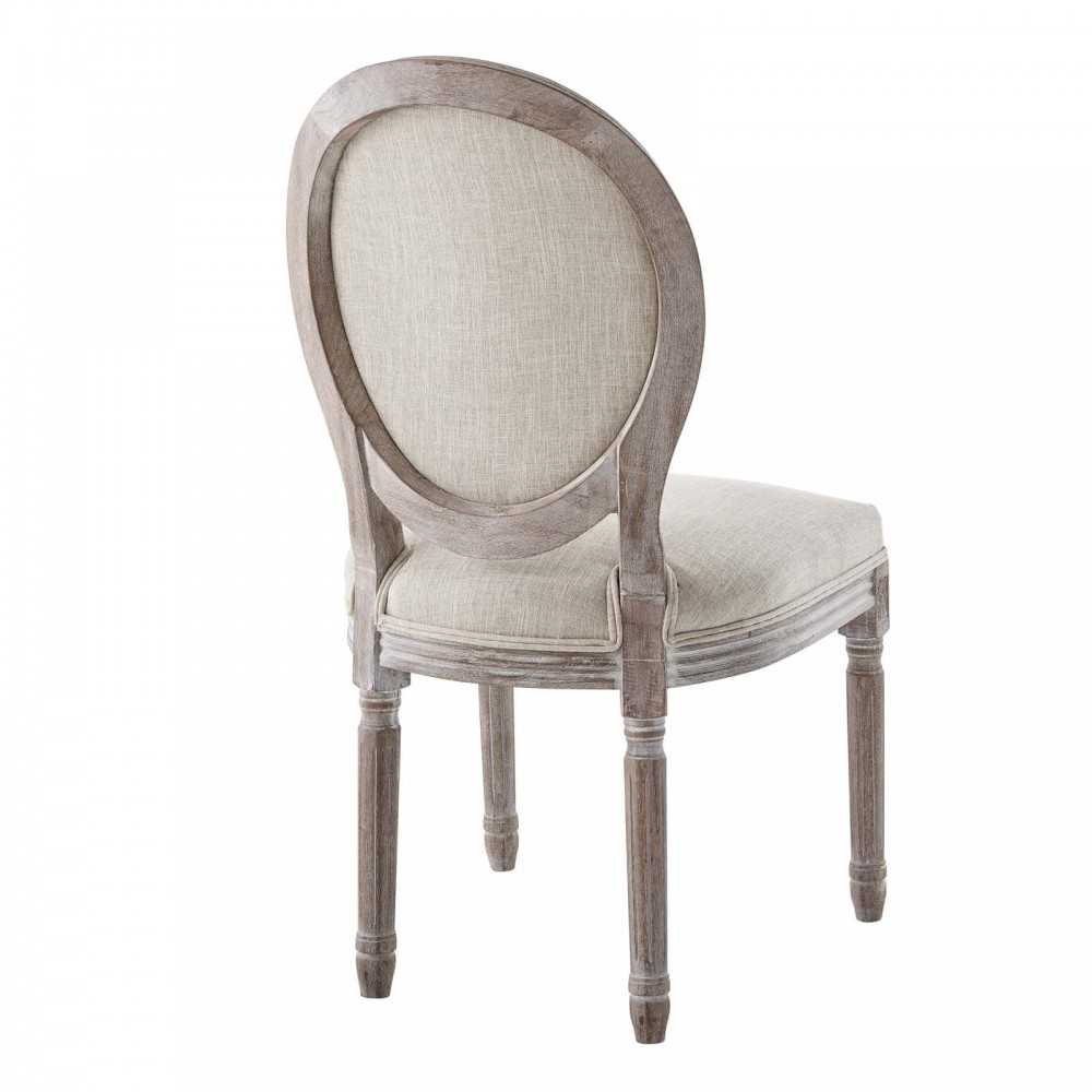 Emanate Vintage French Upholstered Fabric Dining Side Chair, Beige