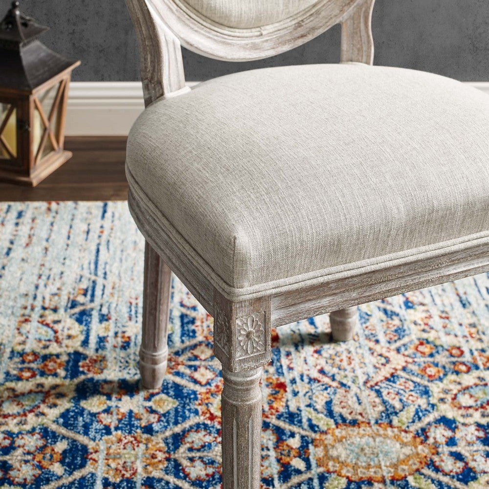 Emanate Vintage French Upholstered Fabric Dining Side Chair, Beige