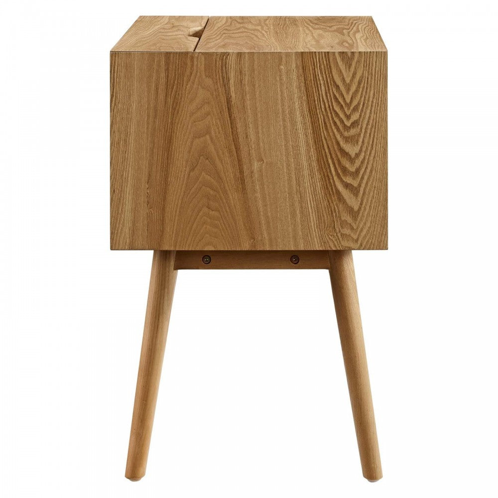 Ember Wood Nightstand With USB Ports, Natural Natural