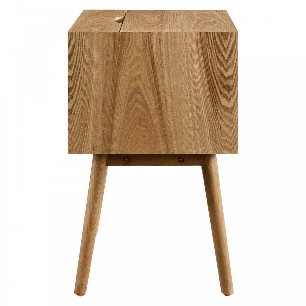 Ember Wood Nightstand With USB Ports, Natural White