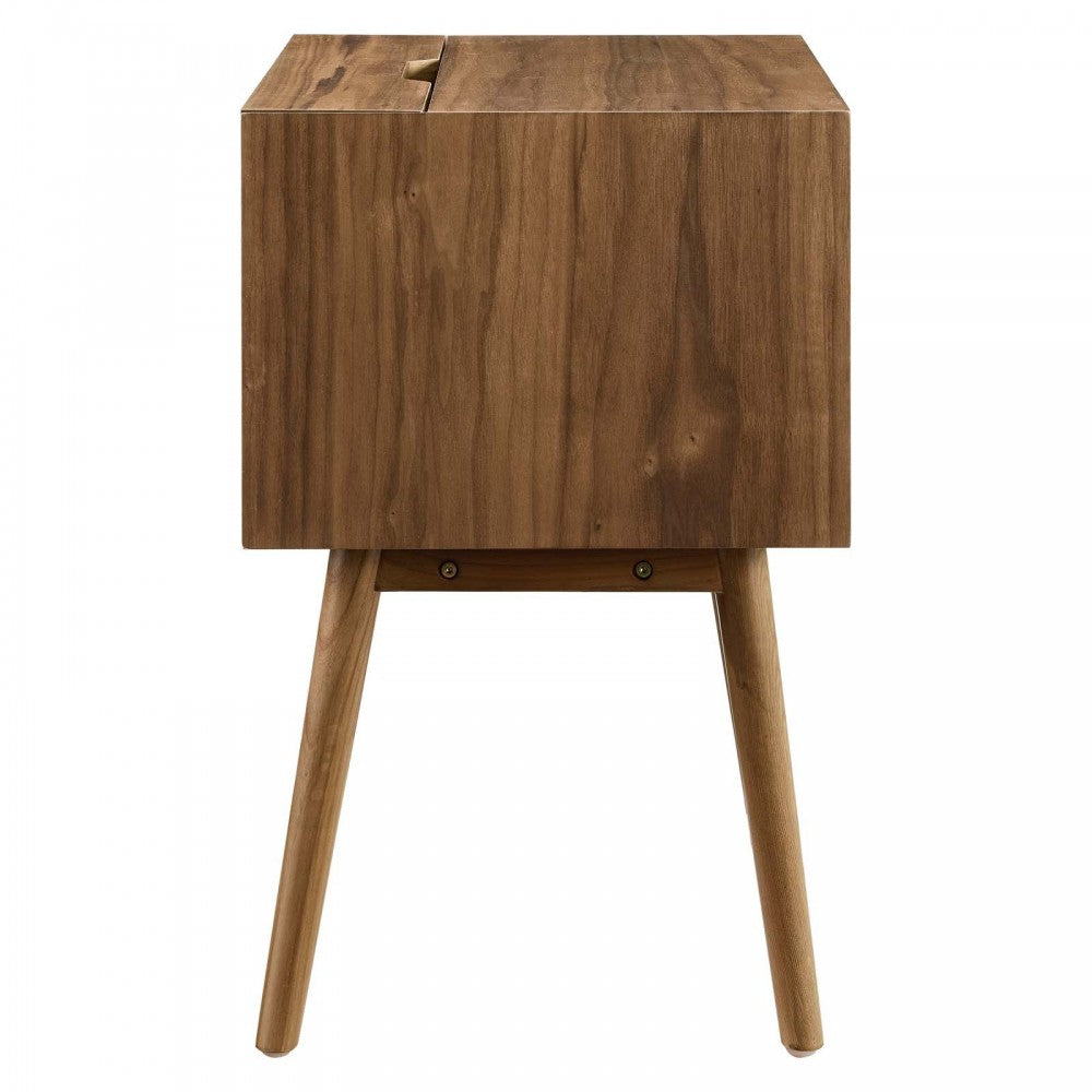 Ember Wood Nightstand With USB Ports, Walnut Walnut