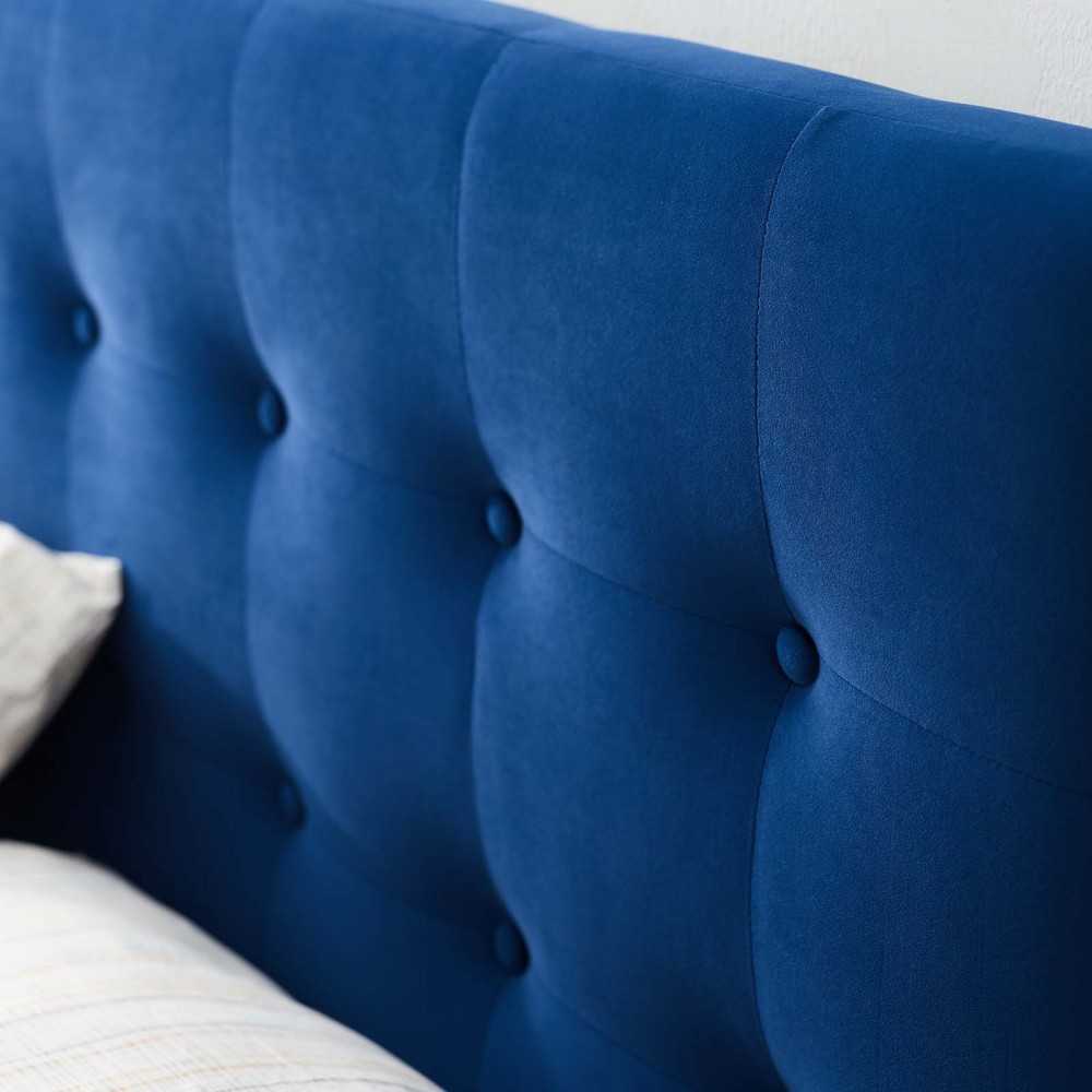 Emily Full Biscuit Tufted Performance Velvet Headboard, Navy