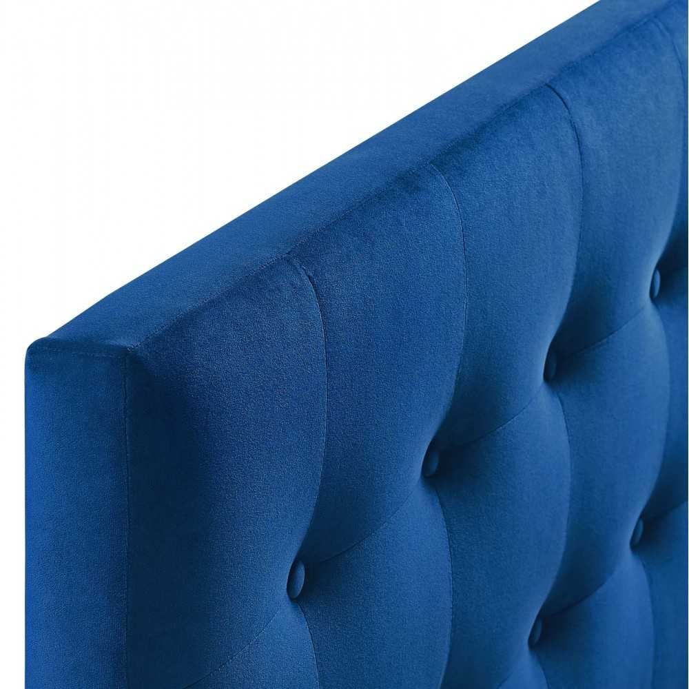 Emily Full Biscuit Tufted Performance Velvet Headboard, Navy