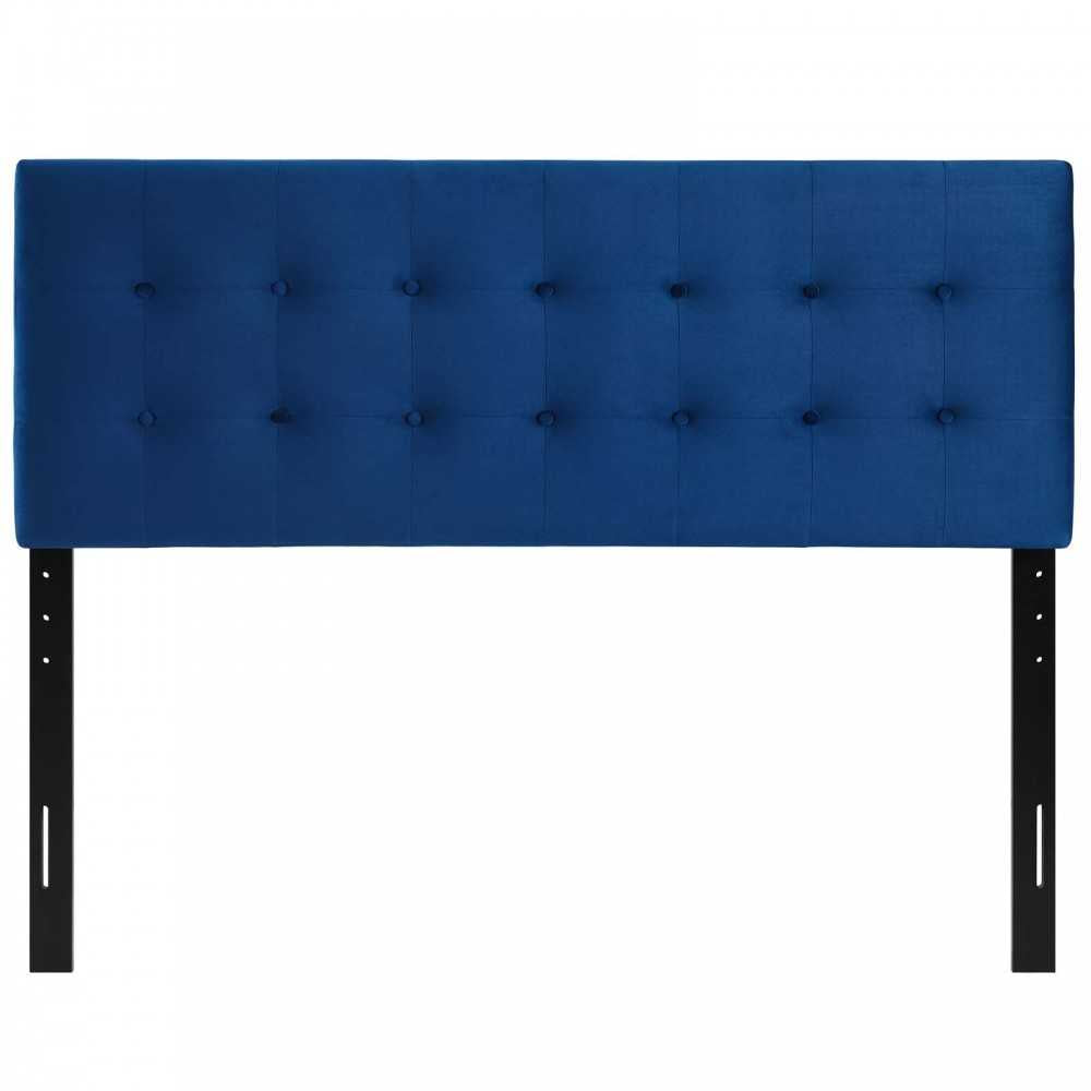 Emily Full Biscuit Tufted Performance Velvet Headboard, Navy